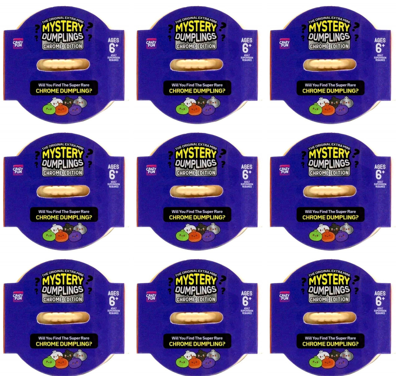 Crazy Fun Official EXTRA MINI Squishy Dumpling CHROME EDITION LOT of 10 Mystery Packs 10 RANDOM Colors! Great for Halloween Trick or Treaters!、ToyWiz、kayou
