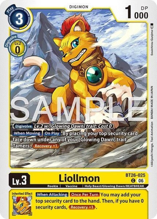 Digimon Trading Card Game Timeless Bonds Common Liollmon BT26-025、ToyWiz、kayou