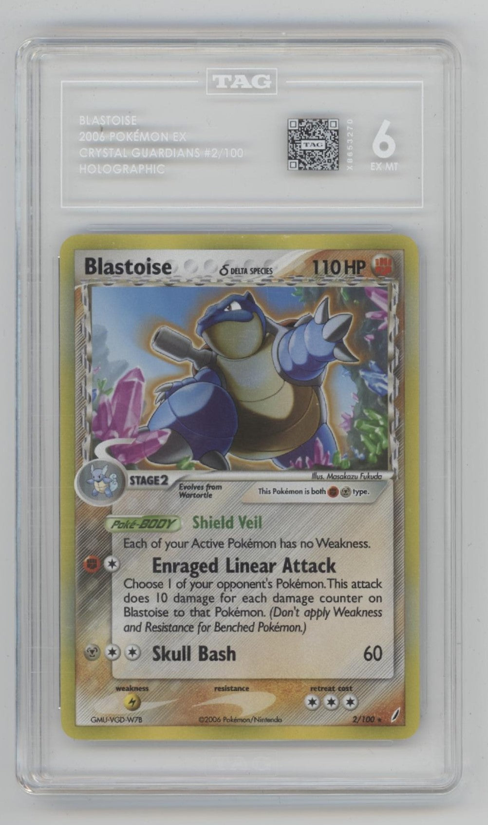 Blastoise Pokemon Crystal Guardians Holo #2 TAG 6、Collector Store LLC Gaming、kayou
