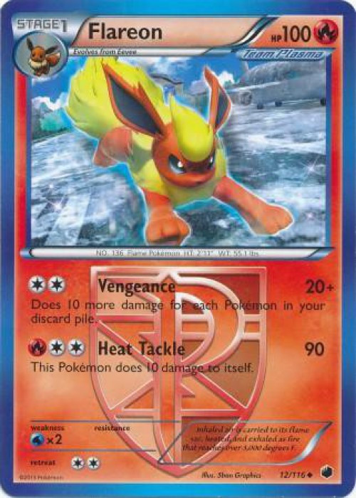 Pokemon Trading Card Game Black & White Plasma Freeze Uncommon Flareon #12 Moderately Played、ToyWiz、kayou