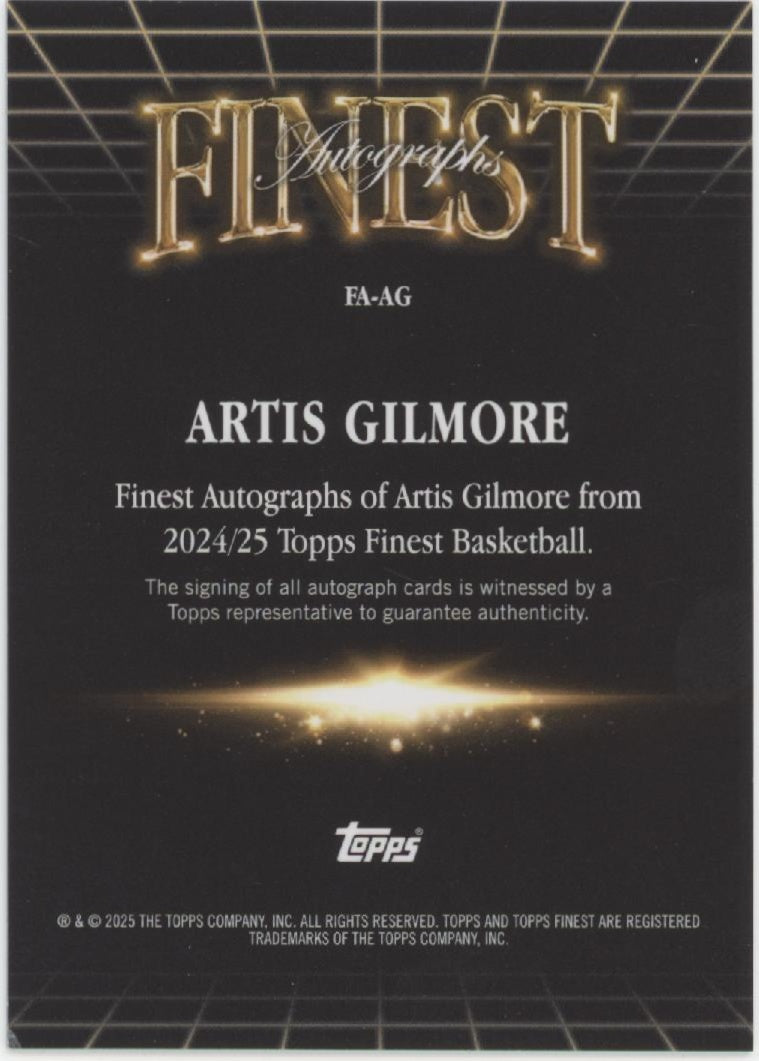 Artis Gilmore 2024-25 Topps Finest Blue Refractor Auto 35/99 #FA-AG、Collector Store LLC、kayou