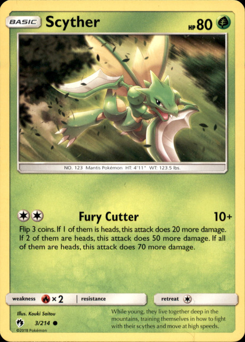 Pokemon Trading Card Game Sun & Moon Lost Thunder Common Scyther #3 Reverse Holo、ToyWiz、kayou