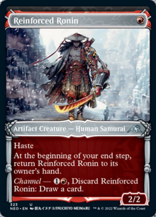 MtG Trading Card Game Kamigawa Neon Dynasty Uncommon Reinforced Ronin #323 Showcase FOIL、ToyWiz、kayou