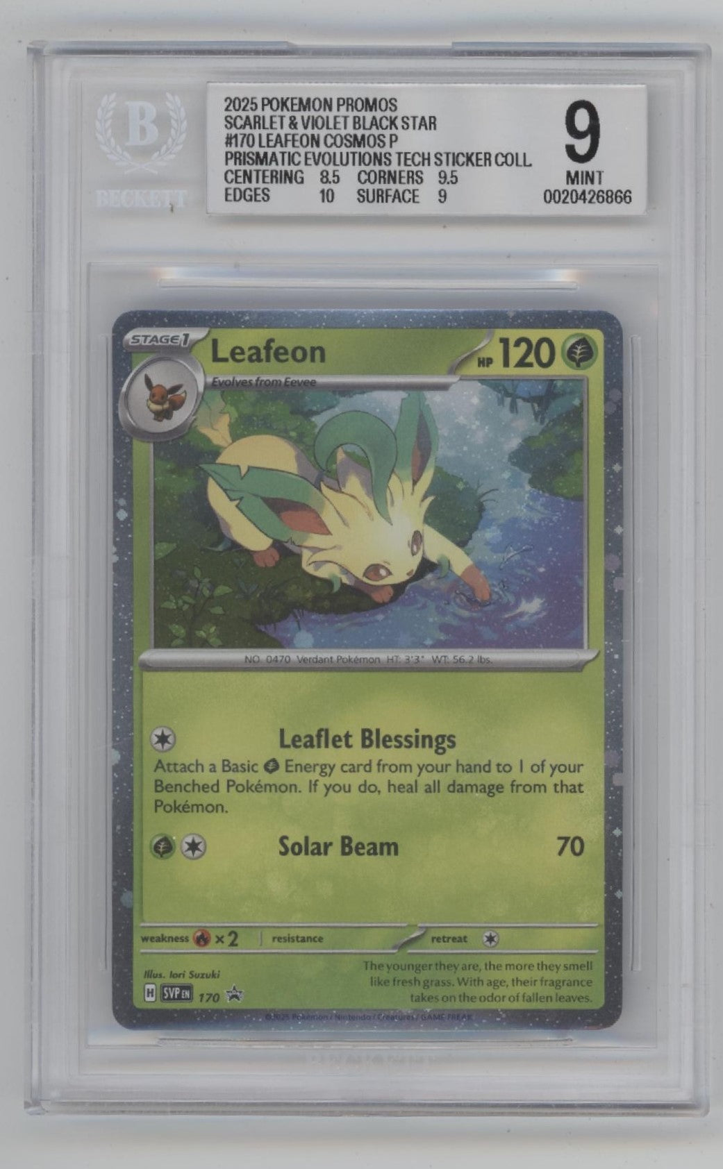 Leafeon Pokemon Prismatic Evolutions Tech Sticker Collection Promo Beckett 9、Collector Store LLC Gaming、kayou