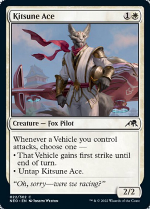MtG Trading Card Game Kamigawa Neon Dynasty Common FOIL Kitsune Ace #22、ToyWiz、kayou