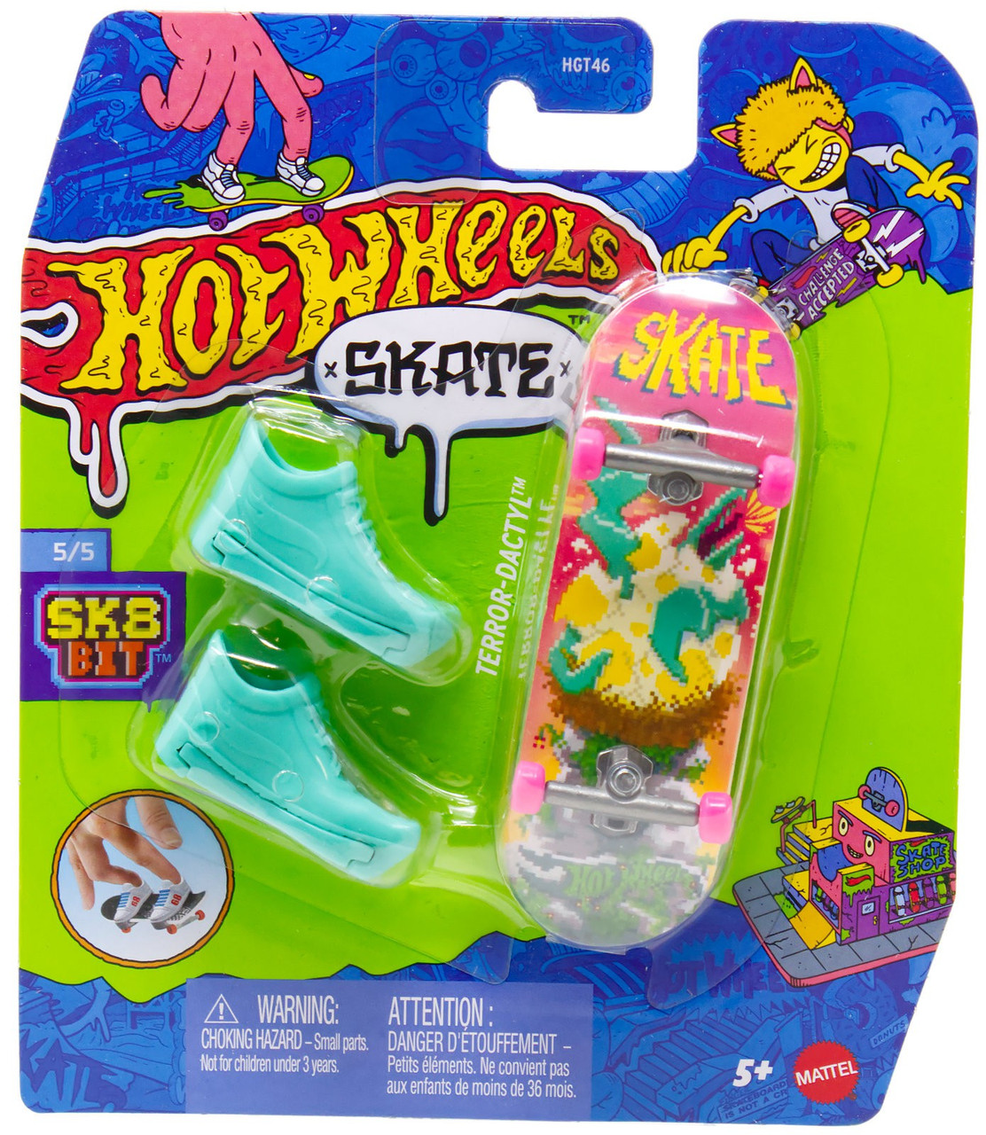 Hot Wheels Skate Sk8 Bit Terror-Dactyl Mini Skateboard、ToyWiz、kayou