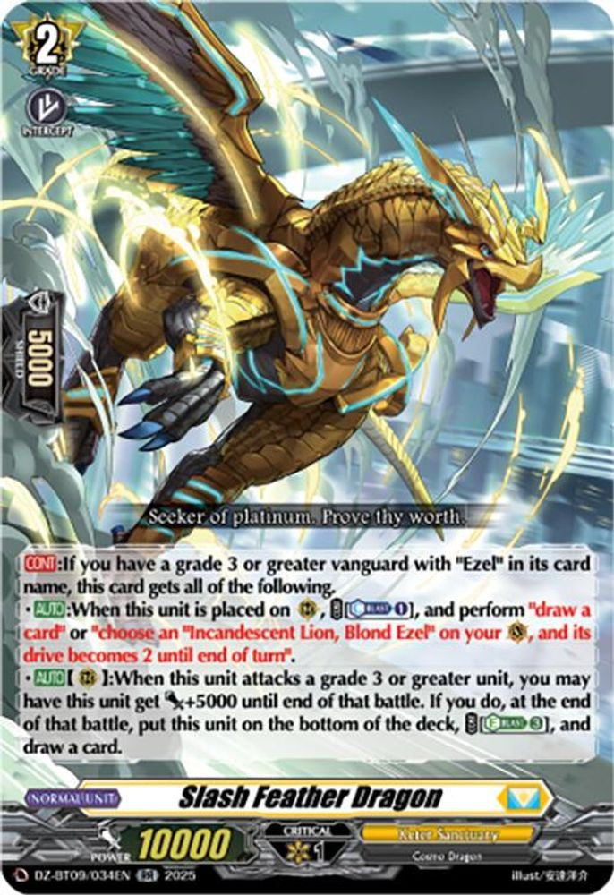 Cardfight Vanguard Trading Card Game Super Brave Detonation Double Rare Slash Feather Dragon DZ-BT09/034EN、ToyWiz、kayou