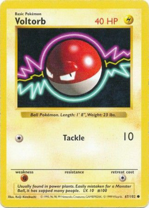 Pokemon Base Set Common Voltorb #67 Shadowless Heavily Played、ToyWiz、kayou