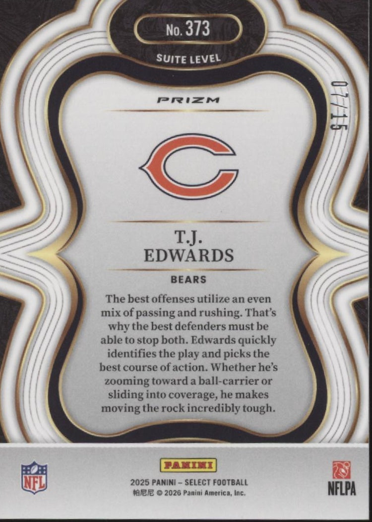TJ Edwards 2025 Panini Select Pink Glitter Prizm 07/15 #373、Collector Store LLC、kayou