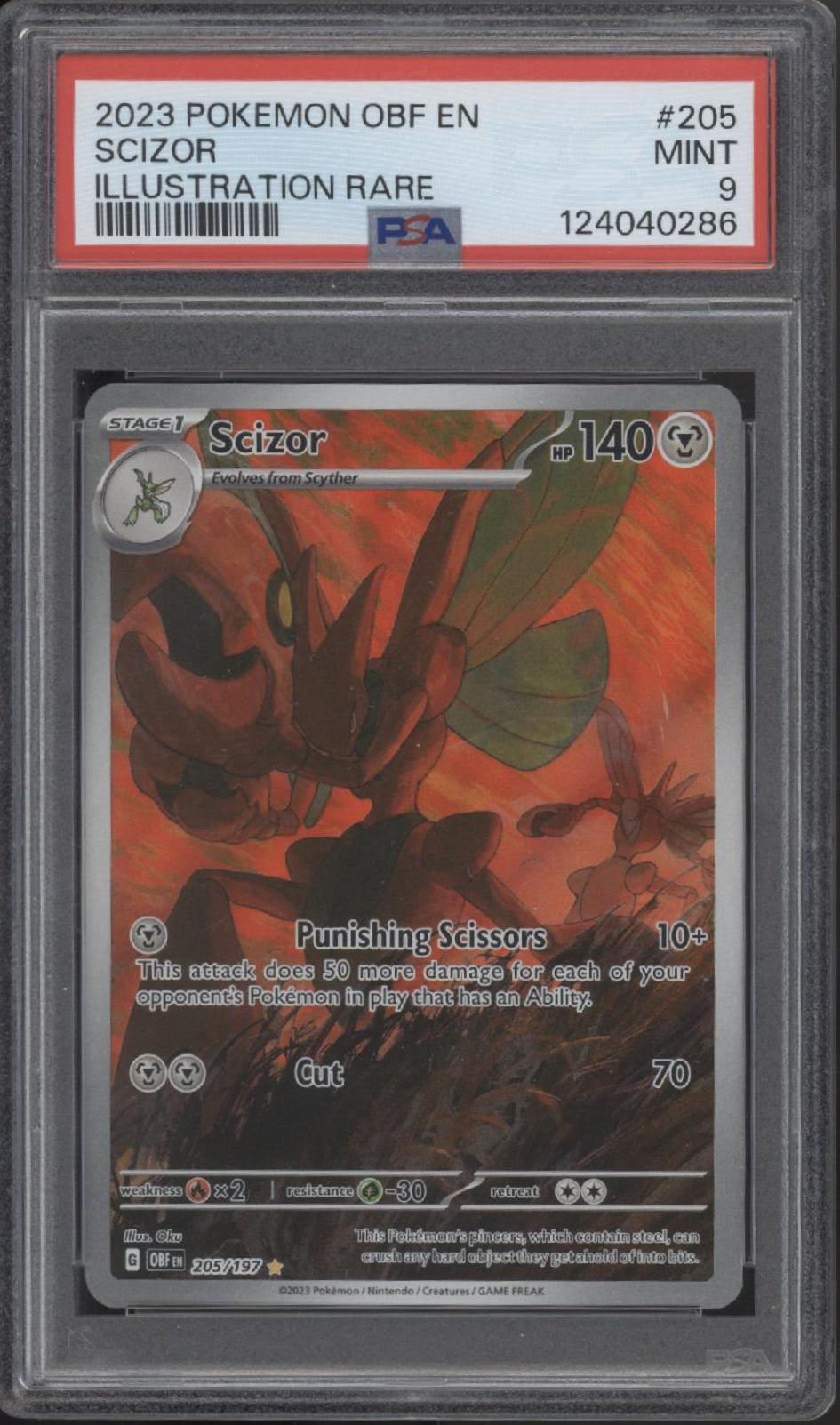 Scizor Pokemon Obsidian Flames Illustration Rare #205 PSA 9、Collector Store LLC Gaming、kayou