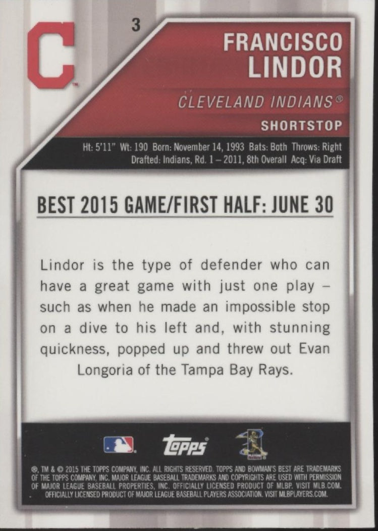 Francisco Lindor 2015 Bowman's Best RC #3 #1、Collector Store LLC、kayou