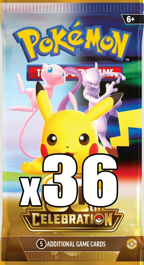 Pokemon 30th Anniversary Celebration LOT of 36 Booster Packs Equivalent of a Box、ToyWiz、kayou