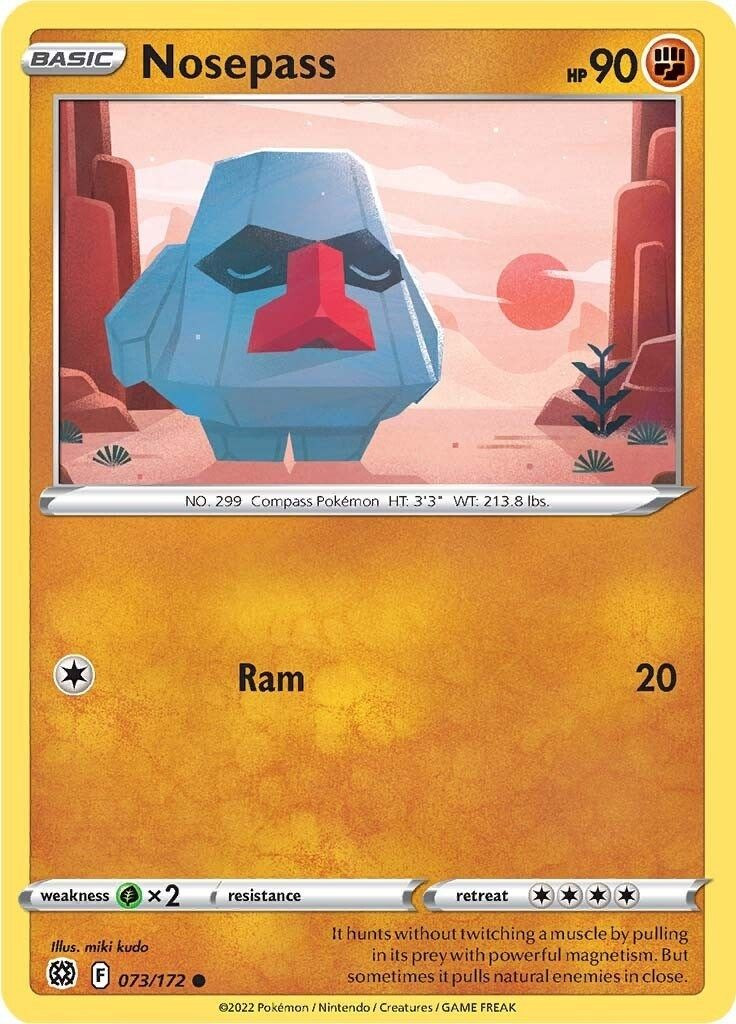 Pokemon Trading Card Game Sword & Shield Brilliant Stars Common Nosepass #73 Reverse Holo、ToyWiz、kayou