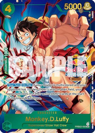 Monkey.D.Luffy (Red Bull Double Don!!) (Winner) (PRB02-005) One Piece Promotion Cards Foil、Bandai、kayou