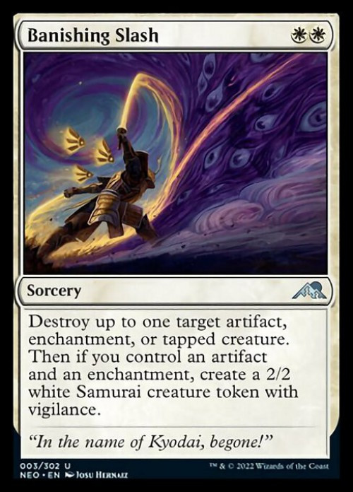 MtG Trading Card Game Kamigawa Neon Dynasty Uncommon FOIL Banishing Slash #3、ToyWiz、kayou