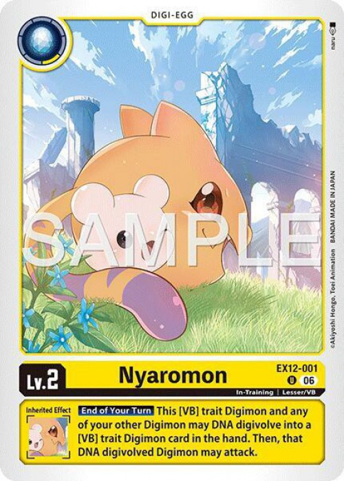 Digimon Trading Card Game Digital World Shambala Uncommon Nyaromon EX12-001、ToyWiz、kayou