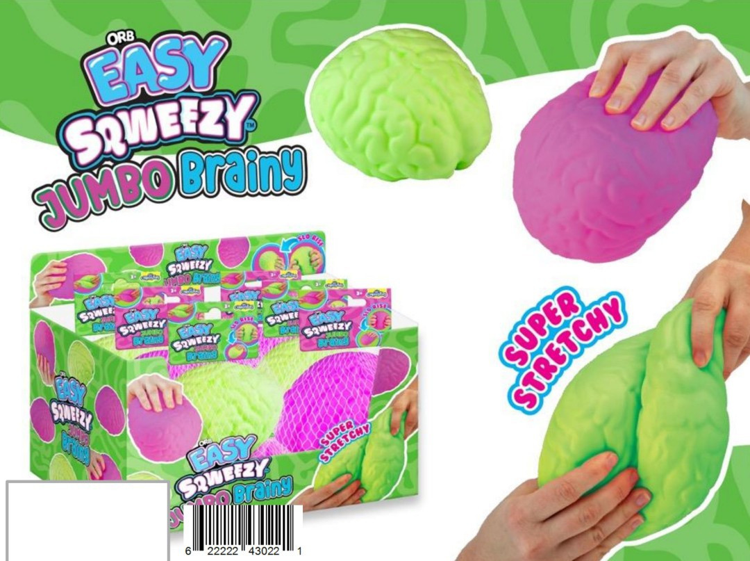 Easy Sqweezy Jumbo Brainy Squeeze Toy 1 RANDOM Color (Green OR Purple) (Pre-Order ships October)、ToyWiz、kayou