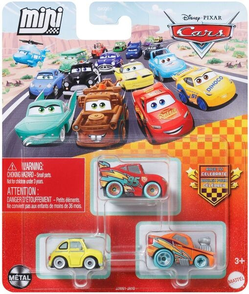Disney / Pixar Cars Race to Celebrate Die Cast Metal Mini Racers Luigi, Lightning McQueen & Snot Rod Car 3-Pack、ToyWiz、kayou