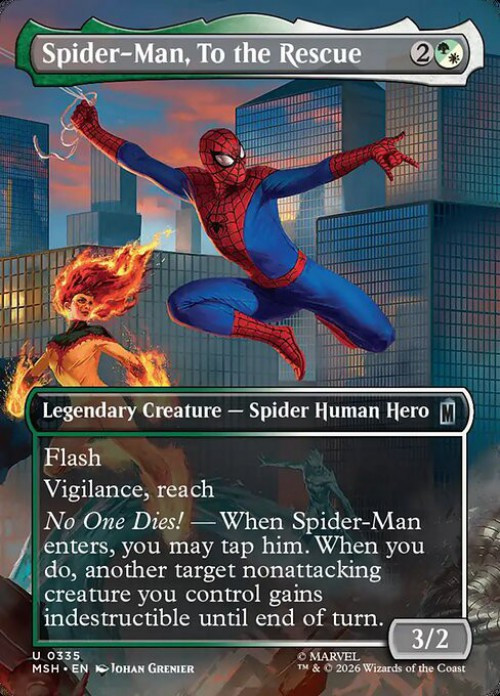 MtG Marvel Super Heroes Uncommon Spider-Man, To the Rescue #335 Borderless Scene、ToyWiz、kayou