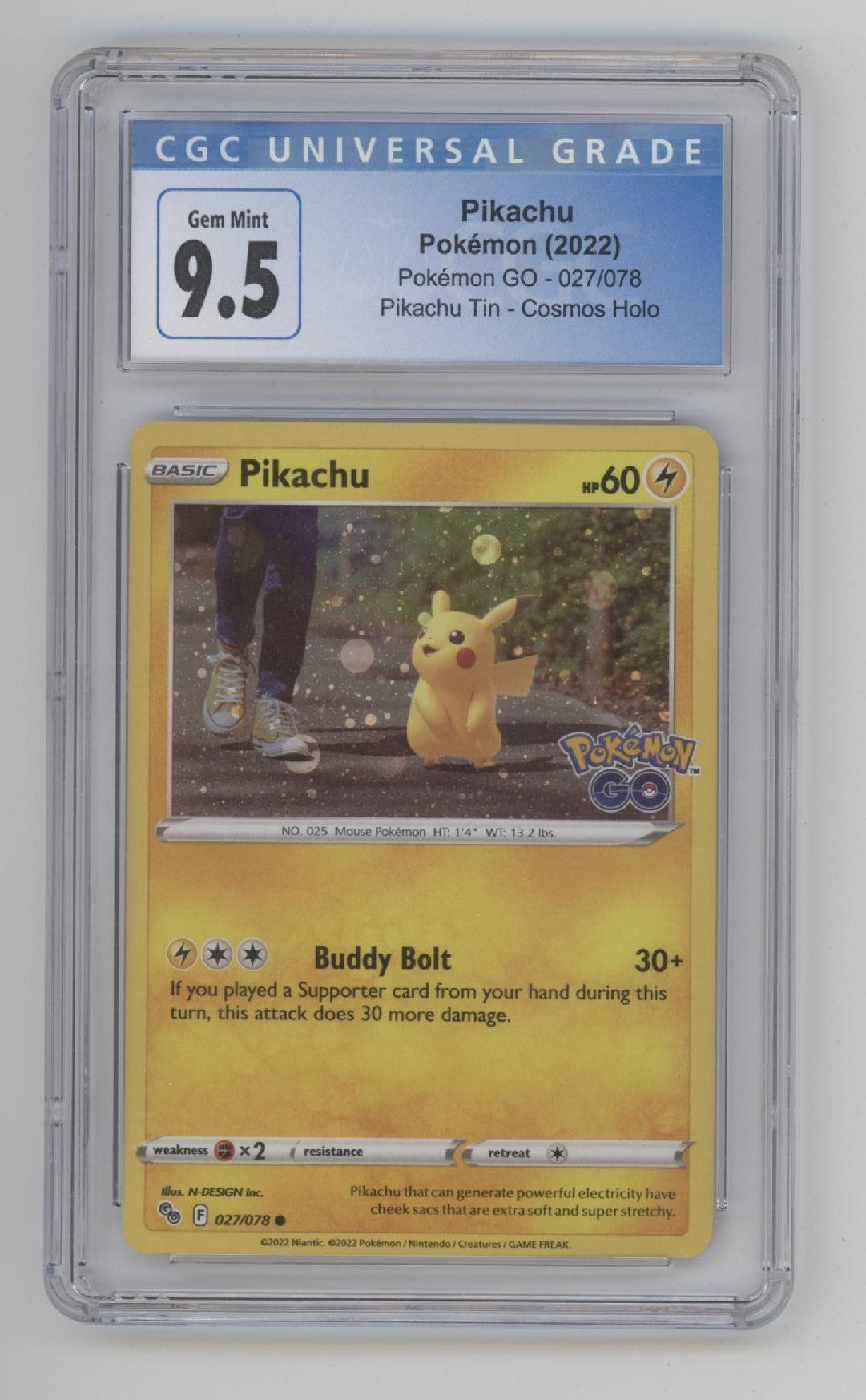 Pikachu Pokemon GO Pikachu Tin Cosmos Holo #027 CGC 9.5、Collector Store LLC Gaming、kayou