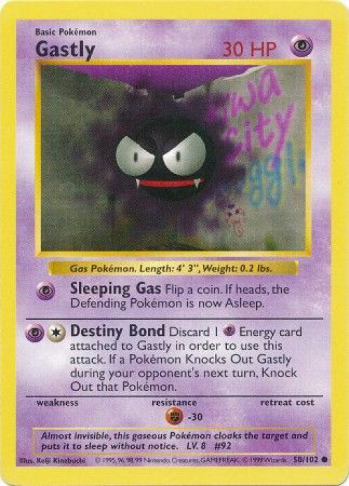 Pokemon Base Set Common Gastly #50 Shadowless Moderately Played、ToyWiz、kayou