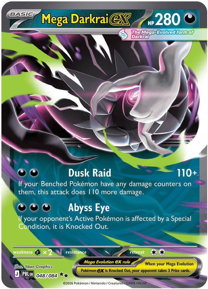 Pokemon Trading Card Game Mega Evolution Pitch Black Double Rare Mega Darkrai ex #48、ToyWiz、kayou