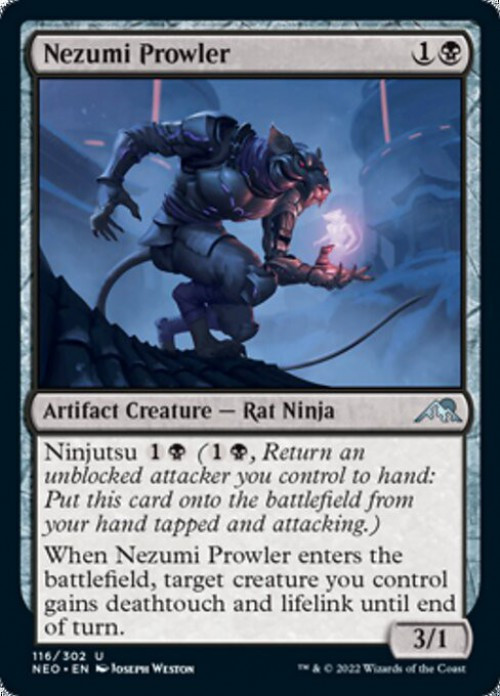 MtG Trading Card Game Kamigawa Neon Dynasty Uncommon FOIL Nezumi Prowler #116、ToyWiz、kayou