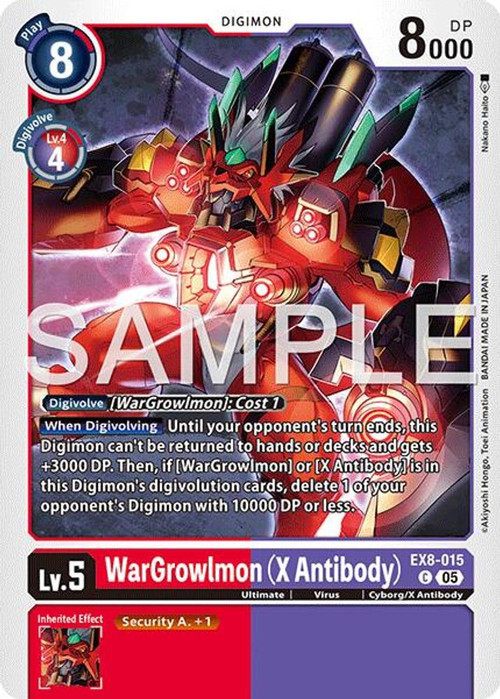 Trading Card Game Advanced Booster Digimon Generation Common WarGrowlmon EX8-015 X Antibody Reprint、ToyWiz、kayou