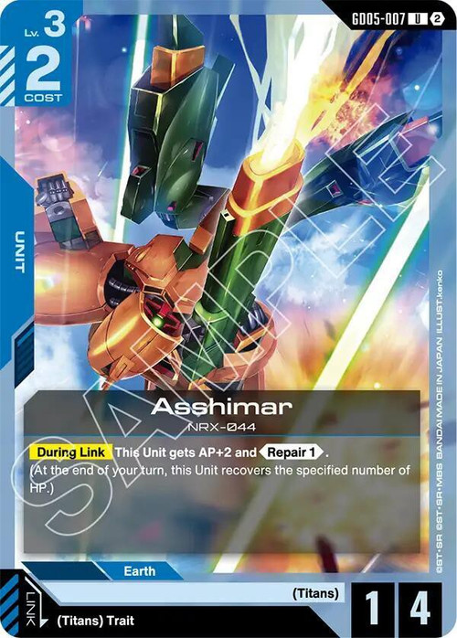Gundam Trading Card Game Freedom Ascension Uncommon Asshimar GD05-007、ToyWiz、kayou