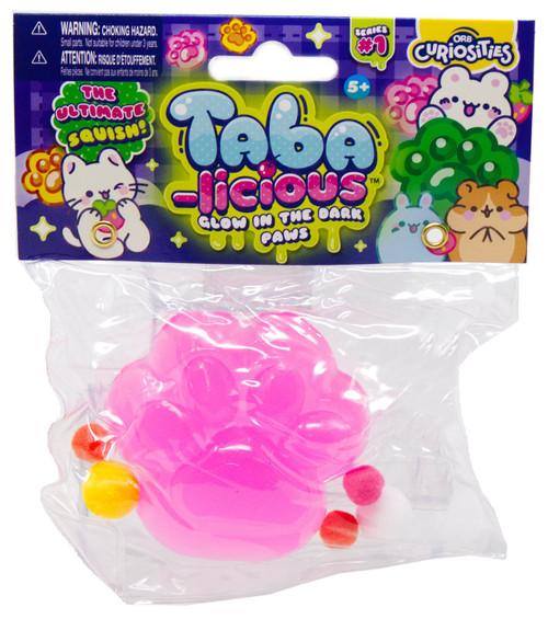Taba-Licious Glow in the Dark Paws PINK 3-Inch Squishy Squeeze Toy、ToyWiz、kayou