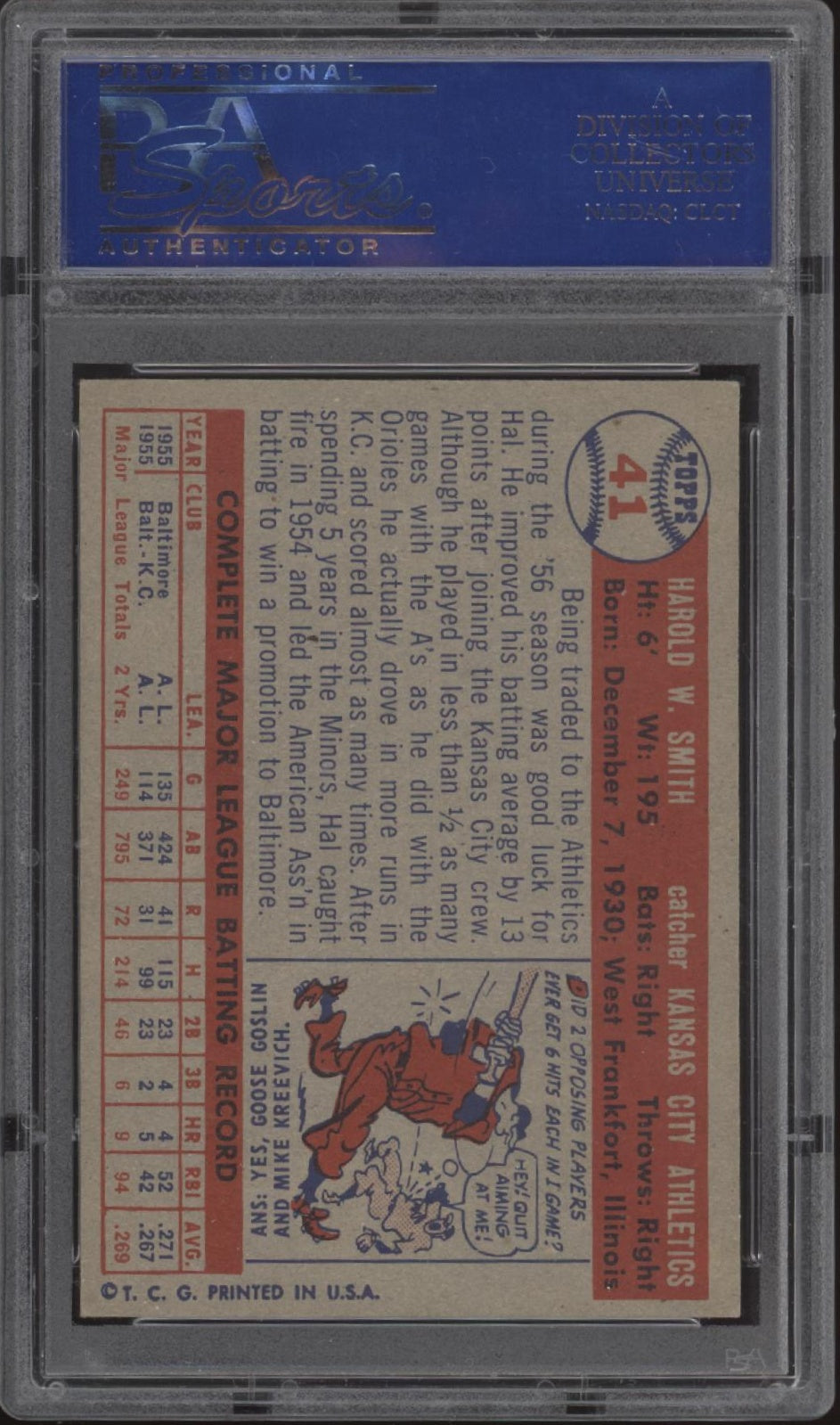 Hal Smith 1957 Topps #41 PSA 7、Collector Store LLC、kayou