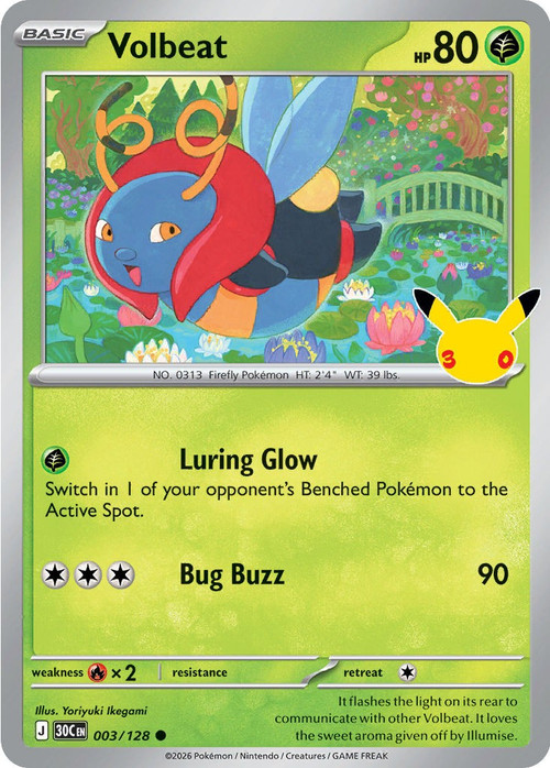 Pokemon Trading Card Game 30th Celebration Common Volbeat #3、ToyWiz、kayou