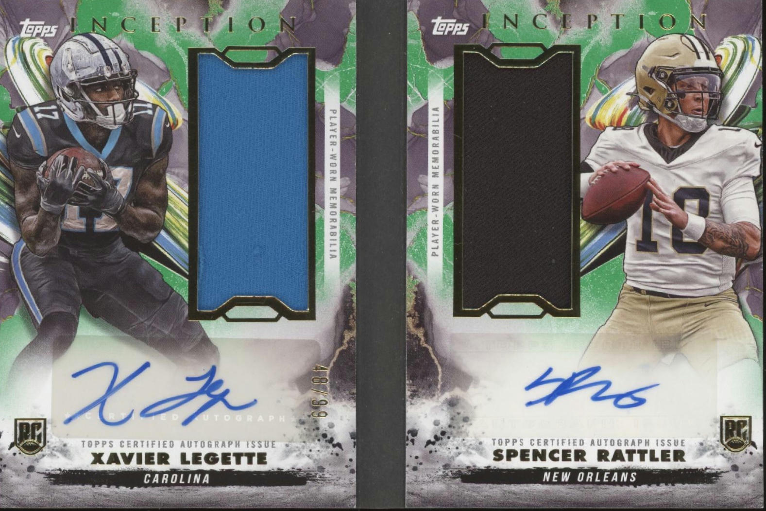 Xavier Legette Spencer Rattler 2024 Inception Dual Rookie Relics Autos 48/99、Collector Store LLC、kayou