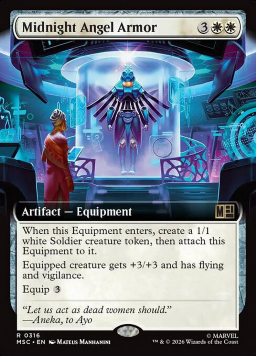 MtG Marvel Super Heroes Commander Rare Midnight Angel Armor #316 Extended Art、ToyWiz、kayou