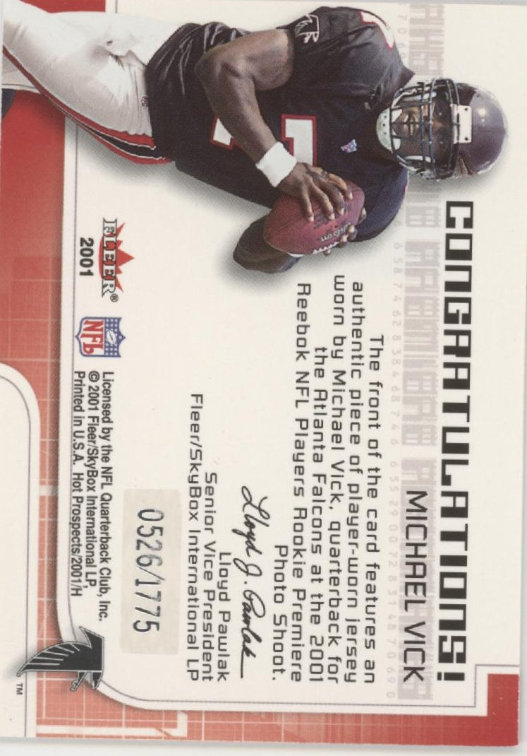 Michael Vick 2001 Fleer Hot Prospects Post Marks Swatch 0526/1775、Collector Store LLC、kayou