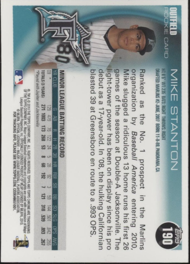 Mike Stanton 2010 Topps Chrome RC #190、Collector Store LLC、kayou