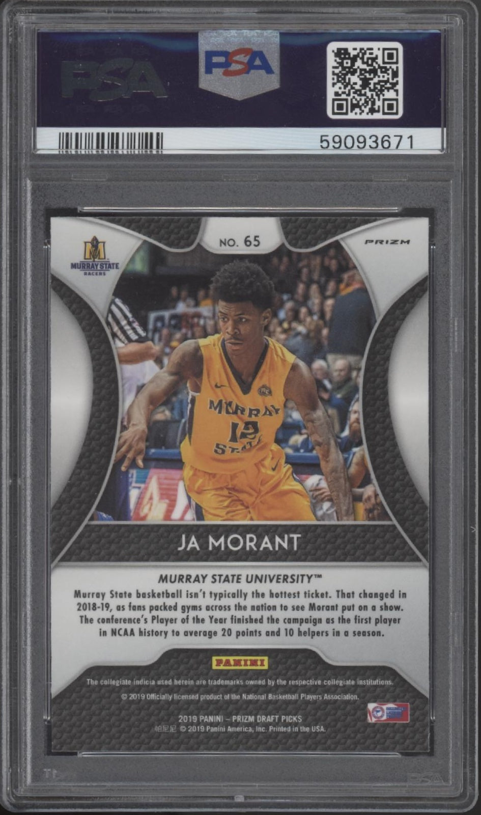 Ja Morant 2019 Panini Prizm Draft Picks Pink Pulsar Prizm #65 PSA 10、Collector Store LLC、kayou
