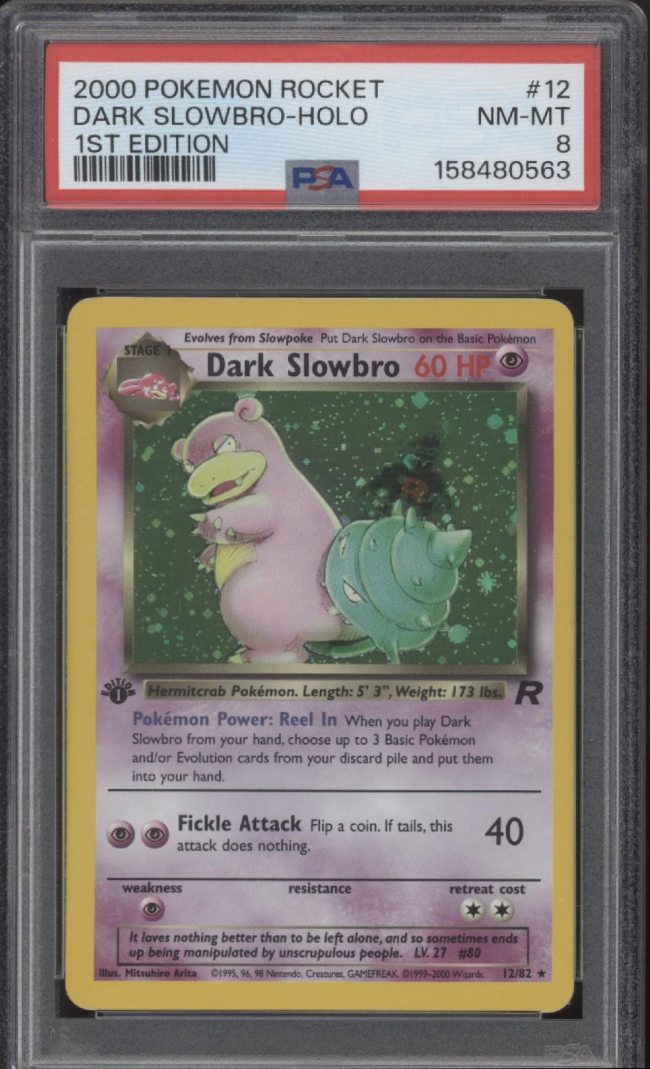Dark Slowbro Pokemon Team Rocket Holo 1st Edition #12 PSA 8、Collector Store LLC Gaming、kayou