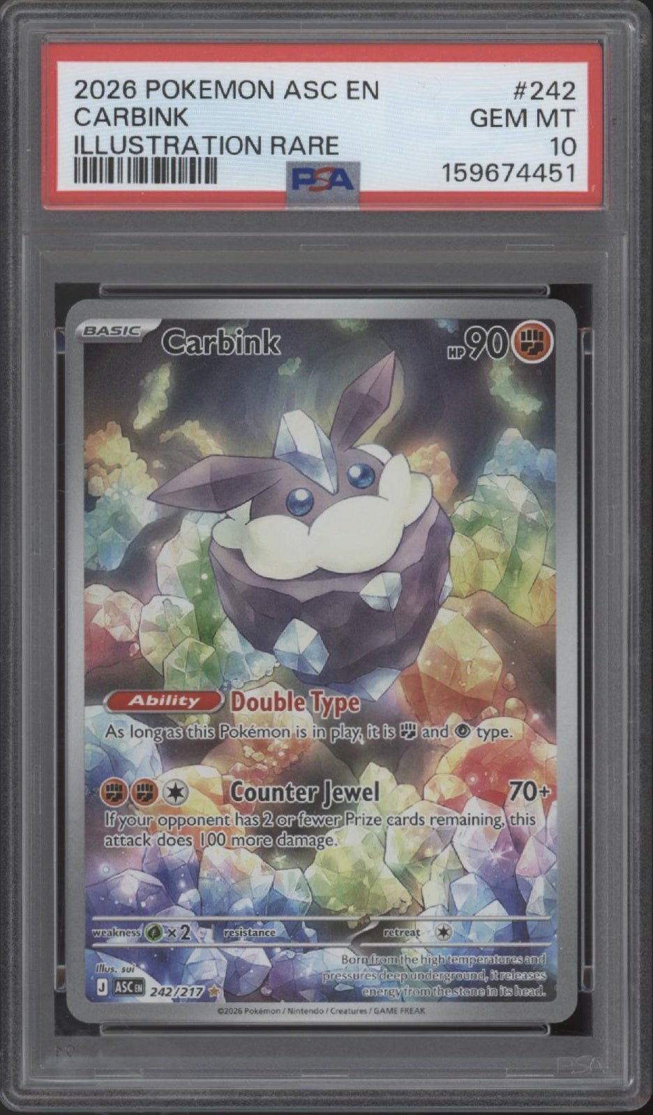 Carbink Pokemon Ascended Heroes Illustration Rare #242 PSA 10、Collector Store LLC Gaming、kayou
