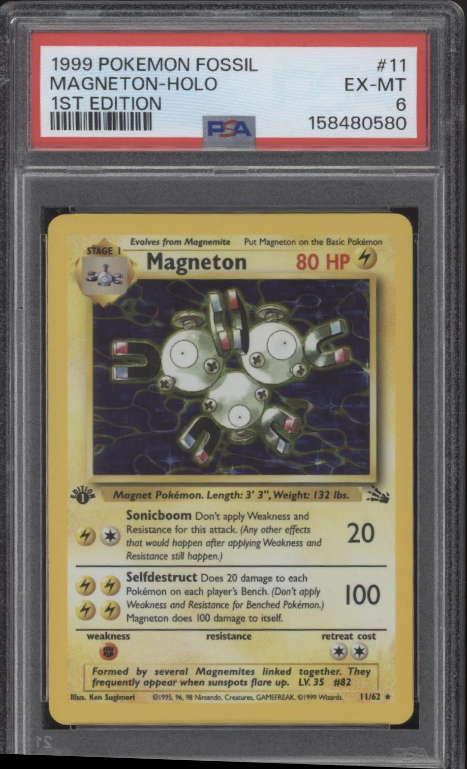 Magneton Pokemon Fossil Holo 1st Edition #11 PSA 6、Collector Store LLC Gaming、kayou