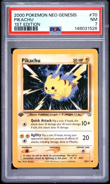 Pokemon Neo Genesis Common Pikachu #70 1st Edition PSA 7、ToyWiz、kayou