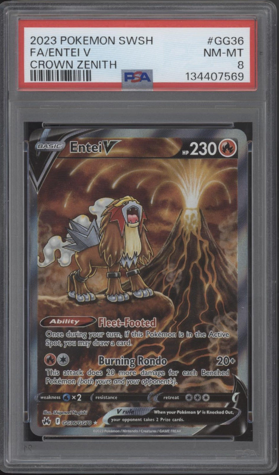 Entei V Pokemon Crown Zenith Full Art #GG36 PSA 8、Collector Store LLC Gaming、kayou