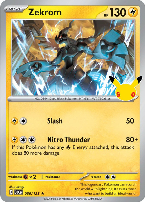 Pokemon Trading Card Game 30th Celebration Rare Zekrom #56、ToyWiz、kayou