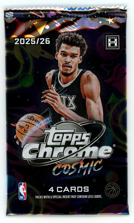 NBA Topps 2025-26 Cosmic Chrome Basketball Trading Card HOBBY Pack 4 Cards、ToyWiz、kayou
