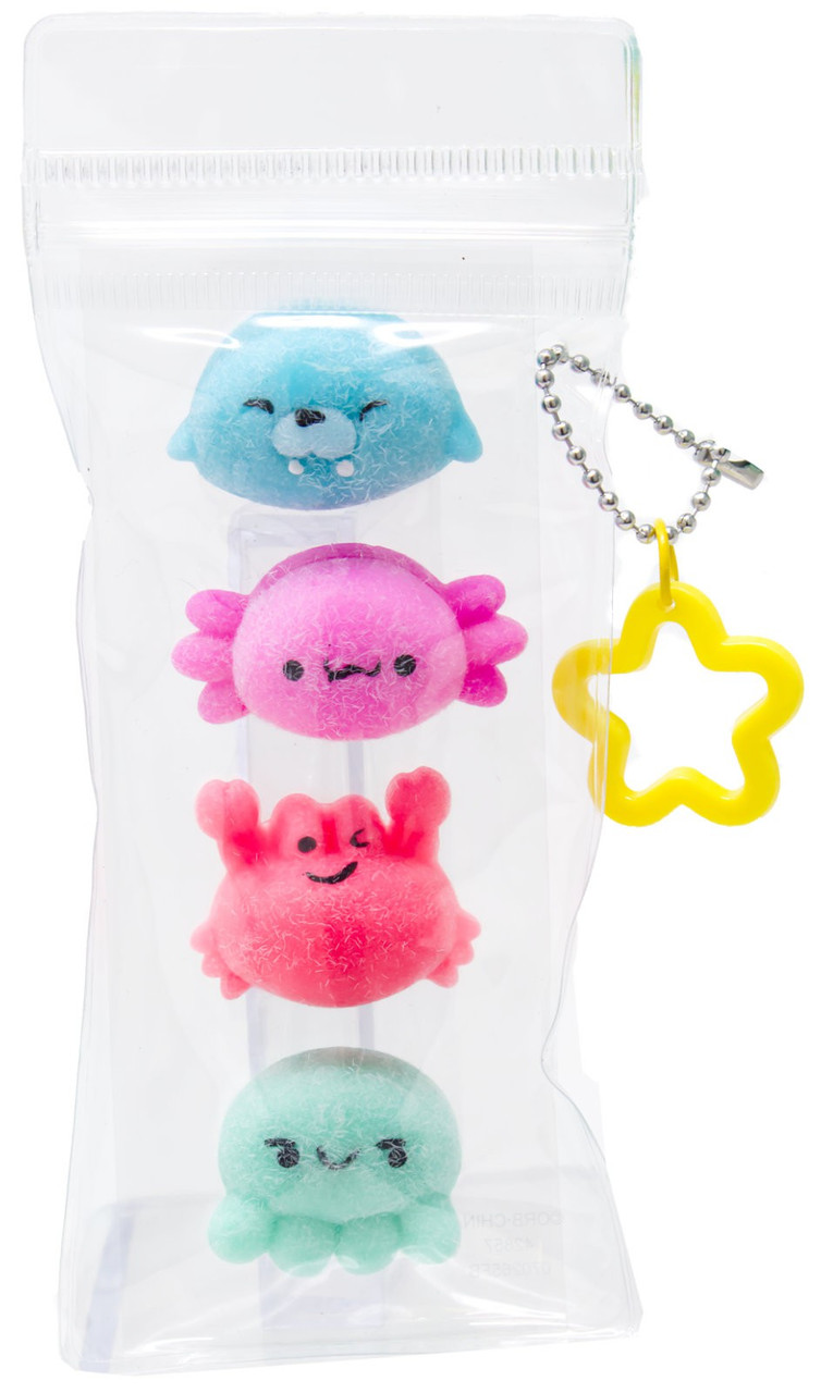 Taba-Licious Teenies Walrus, Axolotl, Crab & Jellyfish 1.25-Inch Squeeze Toy 4-Pack、ToyWiz、kayou