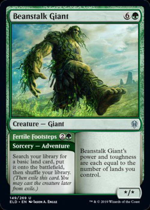 MtG Trading Card Game Throne of Eldraine Uncommon FOIL Beanstalk Giant // Fertile Footsteps #149、ToyWiz、kayou