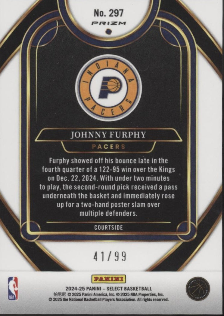Johnny Furphy 2024-25 Panini Select Blue Fast Break Prizm Courtside 41/99 #297、Collector Store LLC、kayou