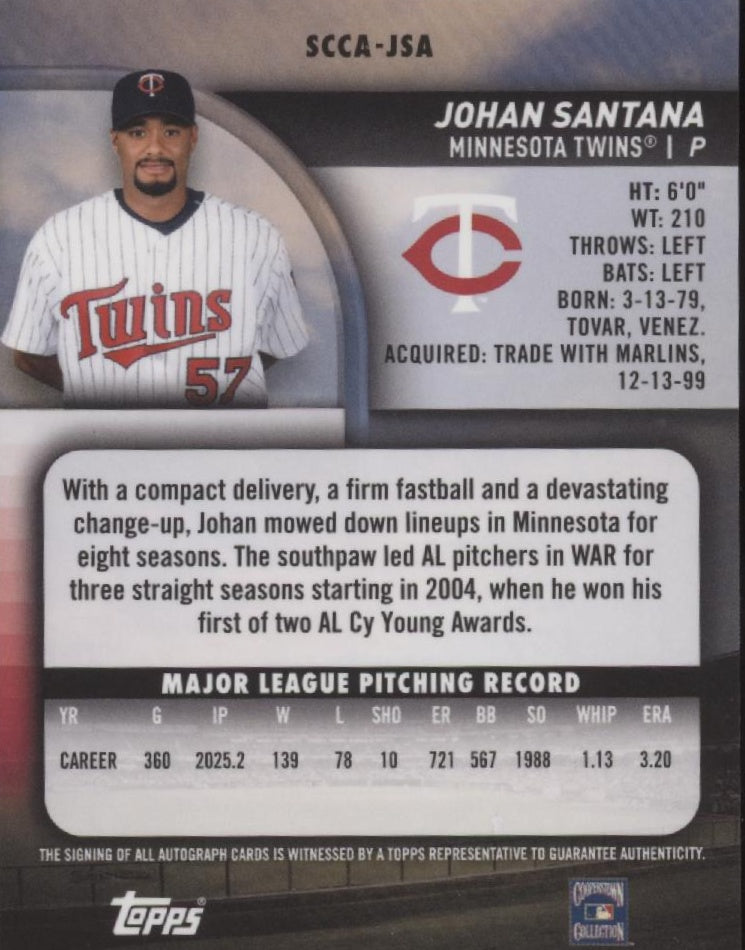 Johan Santana 2025 Topps Stadium Club Chrome Refractor Auto #SCCA-JSA、Collector Store LLC、kayou