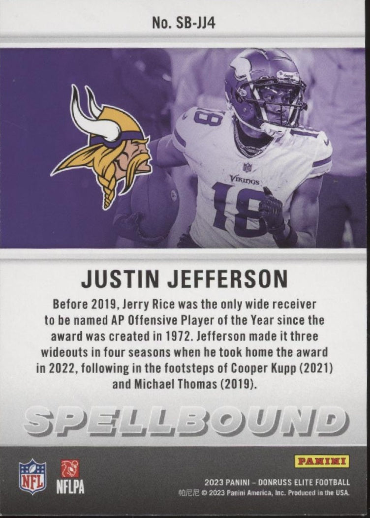 Justin Jefferson 2023 Panini Donruss Elite Spellbound 
