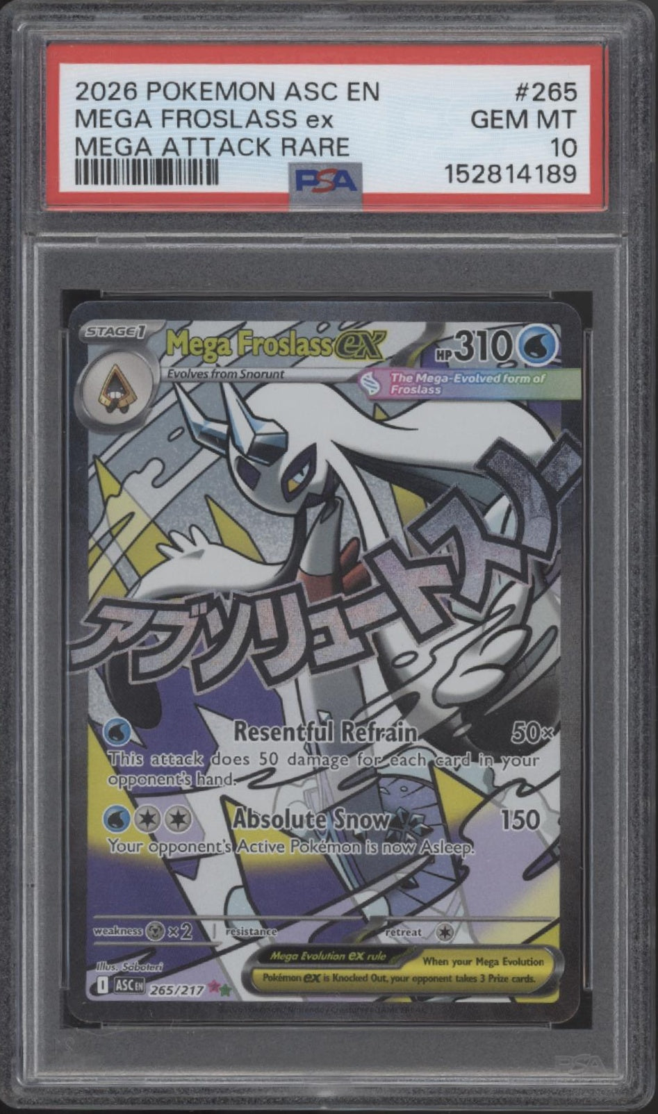 Mega Froslass ex Pokemon Ascended Heroes Mega Attack Rare #265 PSA 10、Collector Store LLC Gaming、kayou